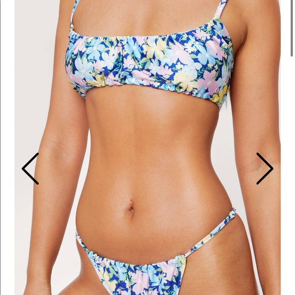 Nasty gal floral ruched high leg bikini set - Picture 2 of 3